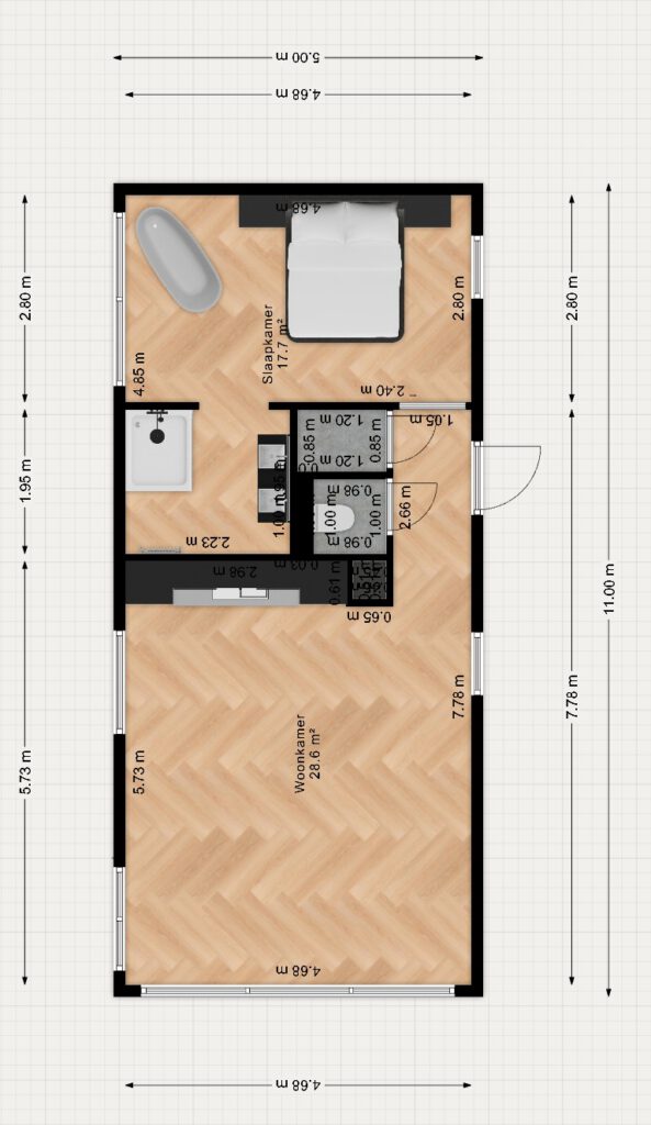 Voorbeeld plattegrond chalet op maat