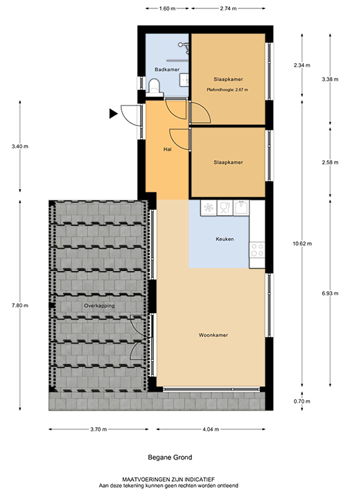 Voorbeeld plattegrond van een chalet of buitenverblijf
